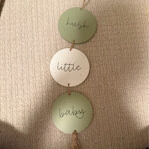 Round Wood Wall Garland sign - Sage Green & Cream baby nursery